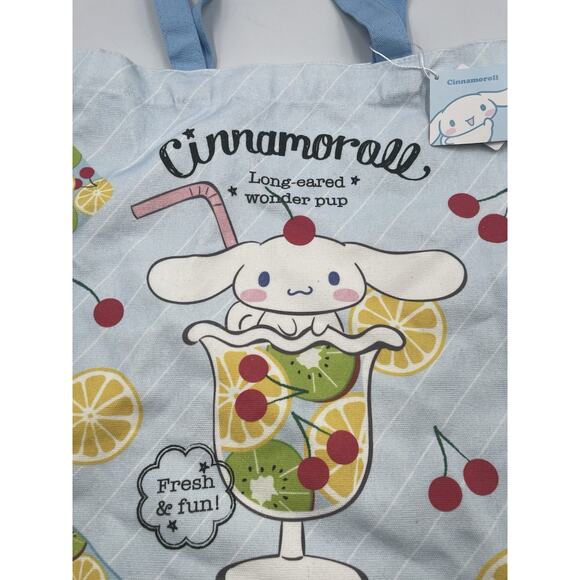 Hello Kitty Cinnamoroll Blue Canvas Tote Bag Sanrio X Miniso New With Tags - Picture 3 of 7